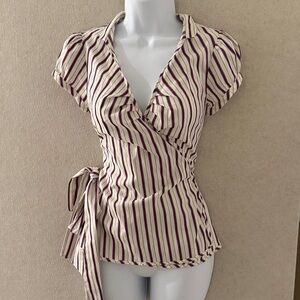 y2k vintage Express sexy office work top cap sleeve wrap ✨ LIVE SHOW ITEM ✨